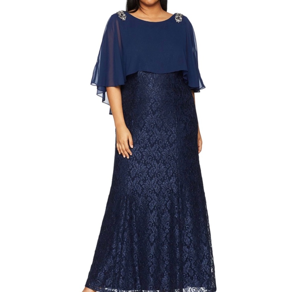 Ignite Evenings Women Sequin Beaded Dress Navy